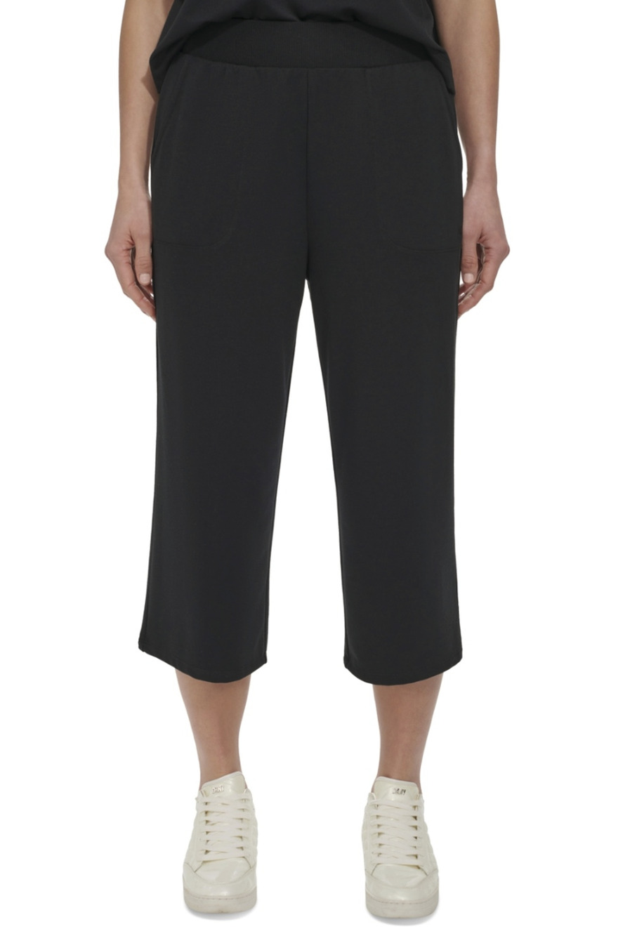 DKNY Sport Women High Rise Cropped Wide Leg Pants Black Size XL
